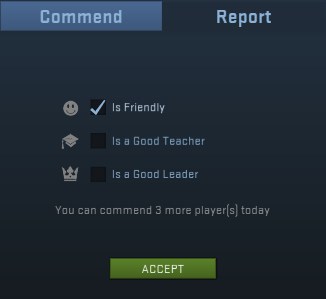 Commending a player in CSGO